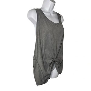 All in Motion Gray Racerback Tank Top 3X |Activewear Knot-Front Detail Plus Size